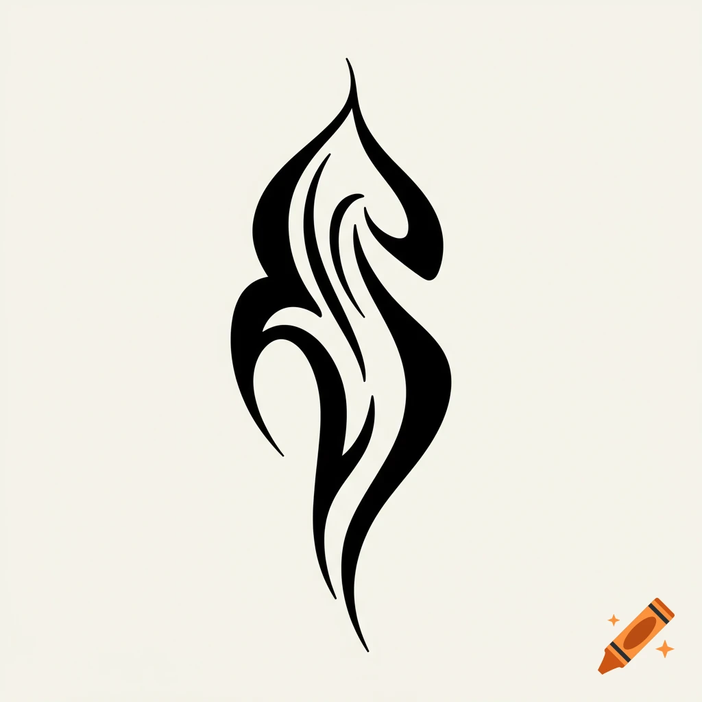 A black tribal tattoo design on a light background.