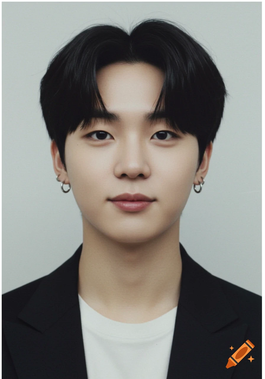 A young East Asian man with black hair and earrings looks directly at the camera in a formal headshot against a plain background.