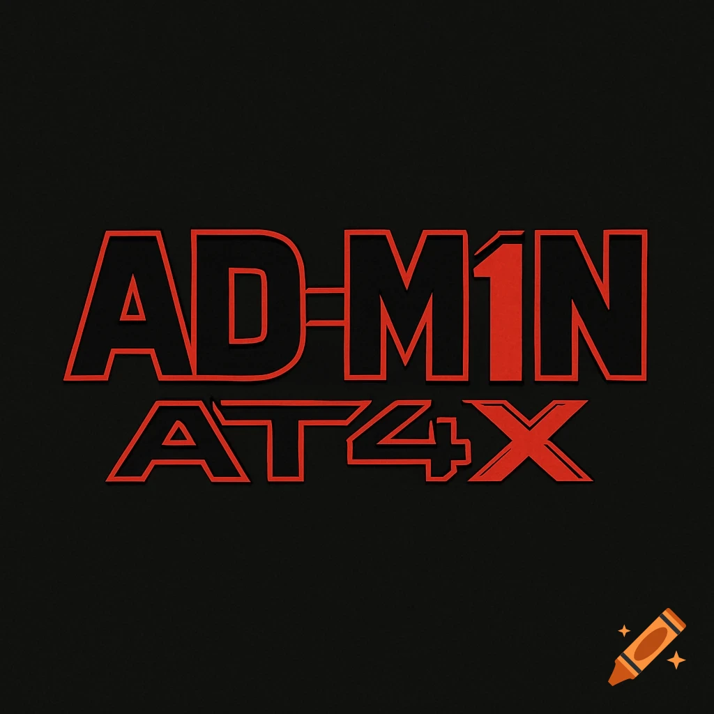 Red and black 'AD-M1N AT4X' logo with a Star Wars-like font on a black background, with specific letters highlighted in solid red.