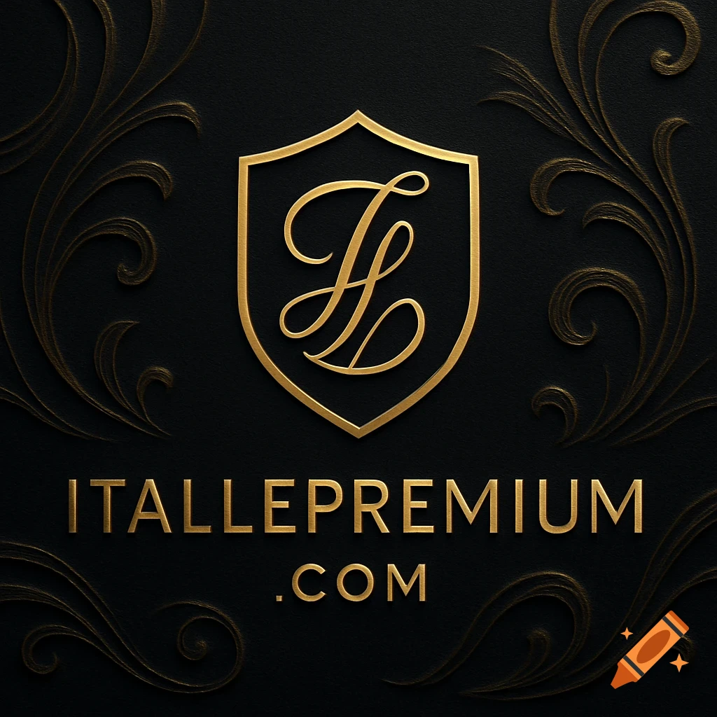 Gold and black logo with a stylized shield containing ornate initial letters above 'ITALLEPREMIUM .COM' on a textured background.