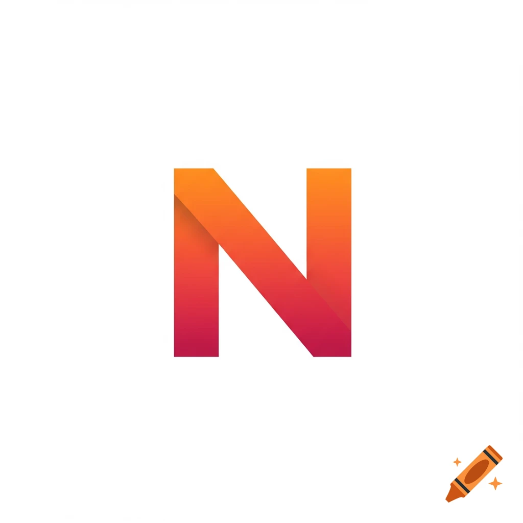 A stylized letter N with an orange and red gradient, appearing folded, on a white background.