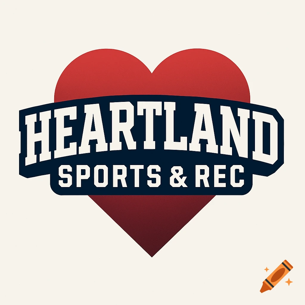 Heartland Sports & Rec logo with a red heart and a blue banner.