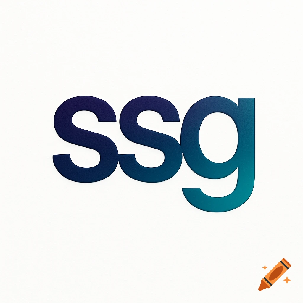 The letters 'ssg' in a bold, gradient font from dark blue to teal on a white background.