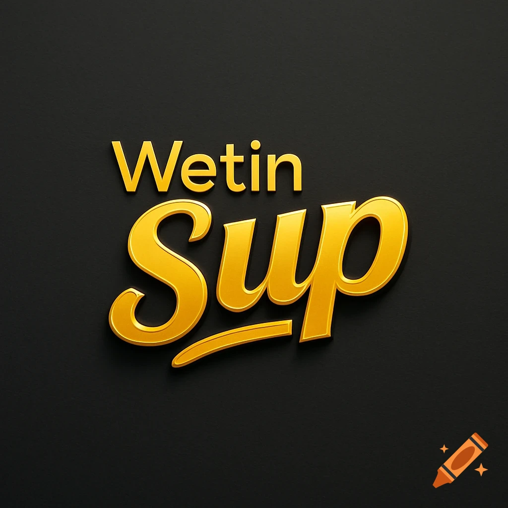 A gold 3D logo with the words 'Wetin' above 'Sup' on a dark background.
