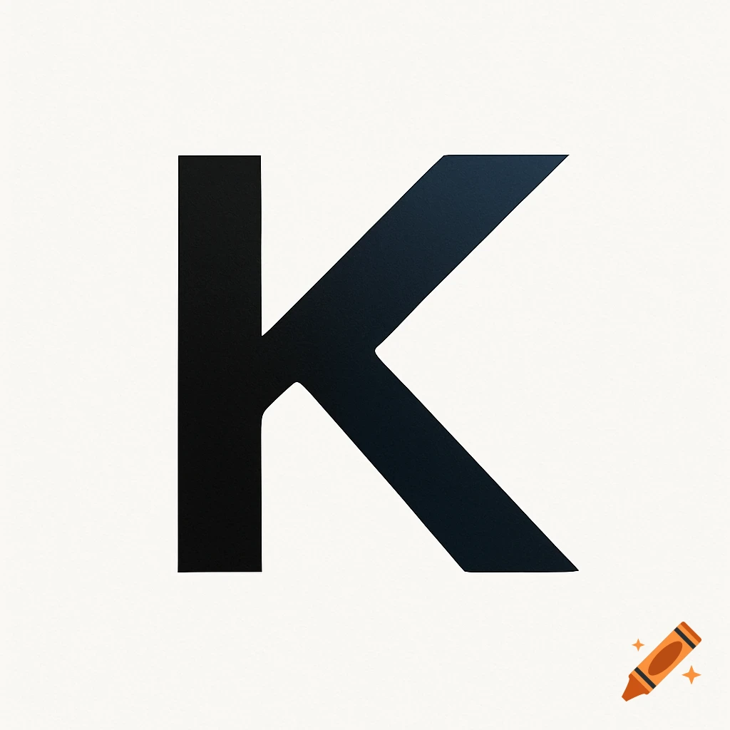 A black capital letter K with a dark blue gradient on a white background.