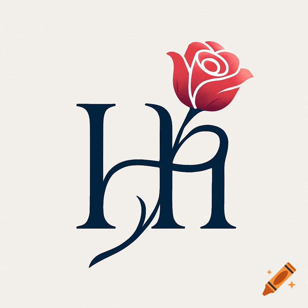 A logo featuring the dark blue letters IH with a red rose and stem integrated into the 'H' against a light background.