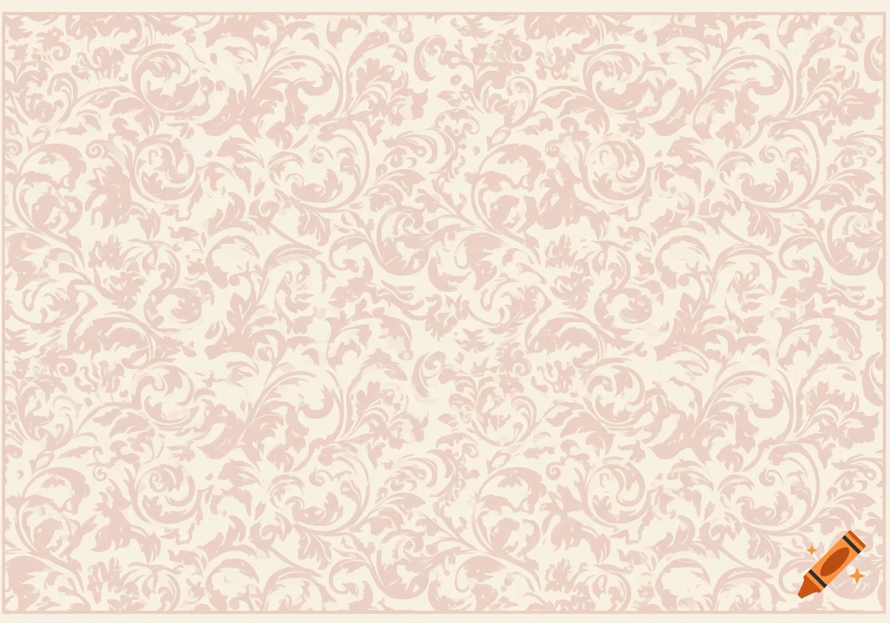 A seamless pattern of light pink floral flourishes on a cream background.
