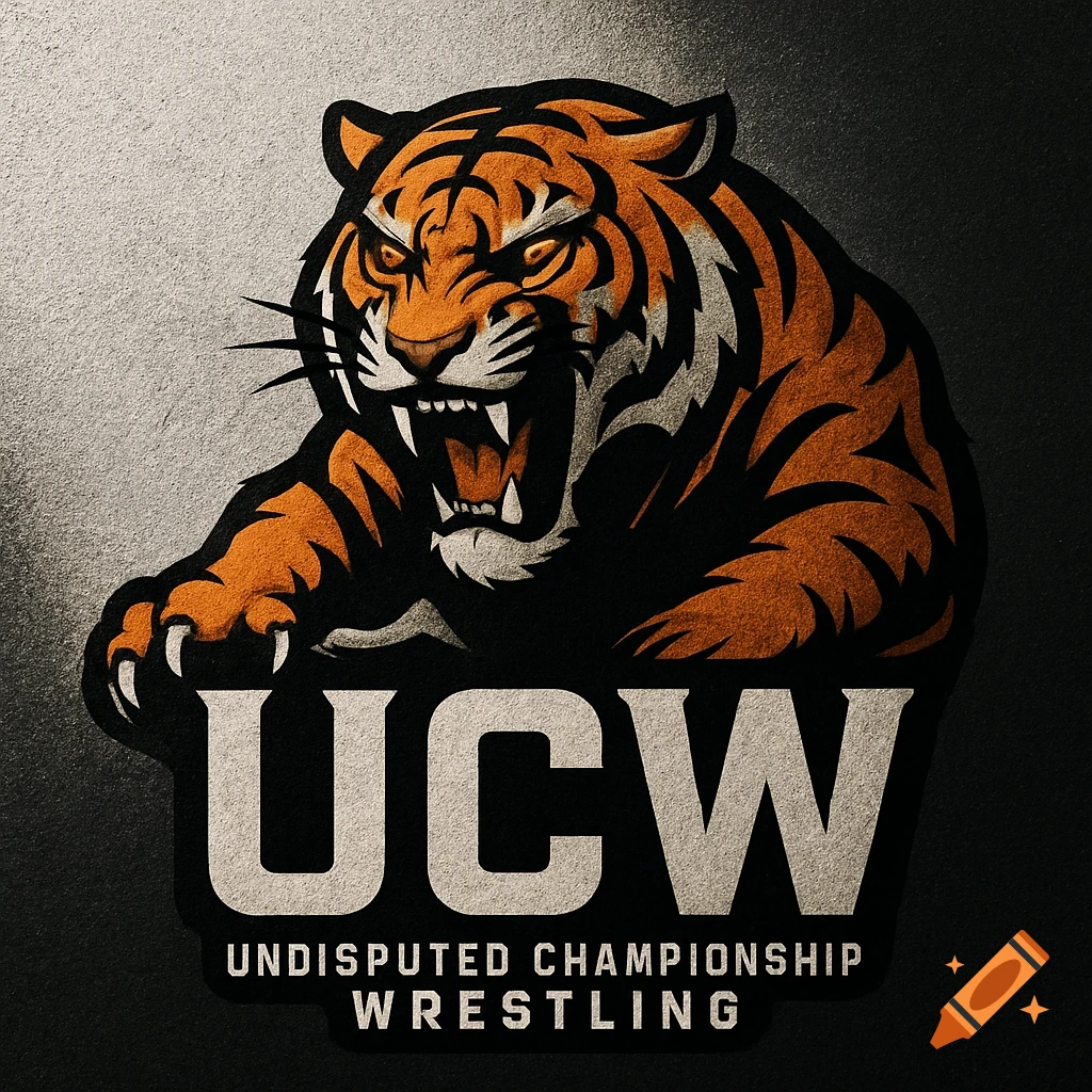 A stylized roaring orange and black tiger logo with the text "UCW" and "Undisputed Championship Wrestling" below.