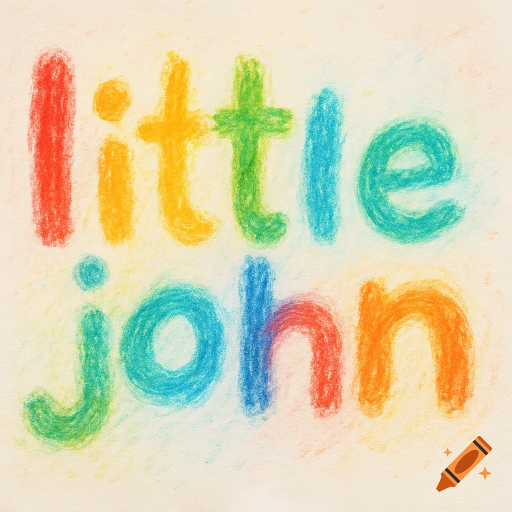 The word 'littlejohn' written in colorful crayon letters on a textured paper.