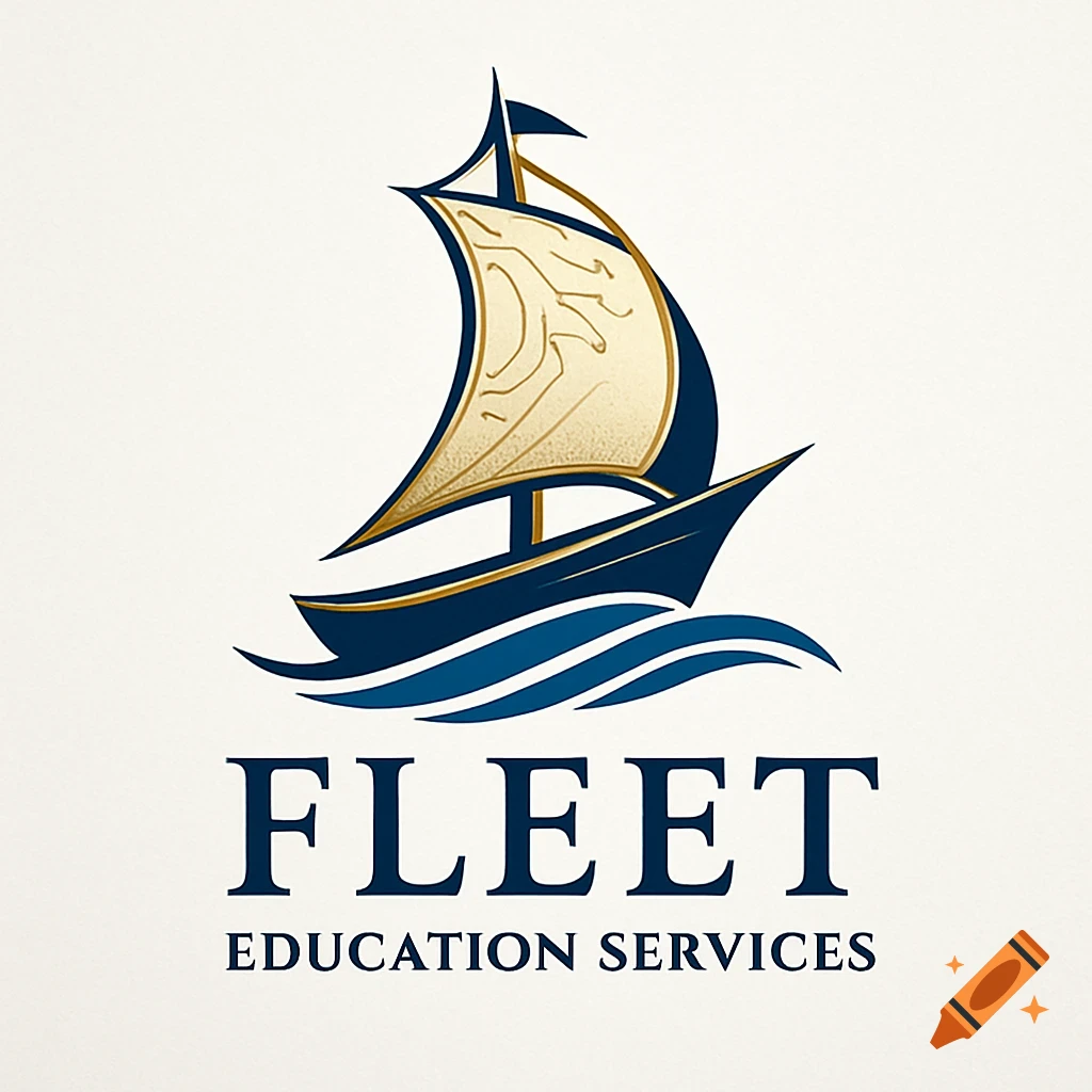 A logo with a dark blue and gold sailboat above the text 'FLEET EDUCATION SERVICES' on a white background.