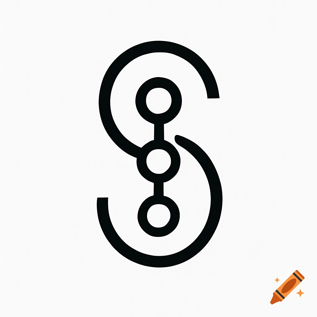 A black stylized logo featuring an S-shaped curve with three vertically connected circles within it, on a white background.