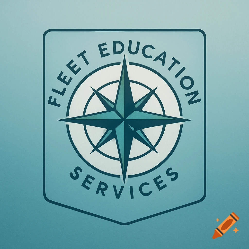 Teal and white shield logo featuring a compass rose surrounded by text 'FLEET EDUCATION SERVICES'.