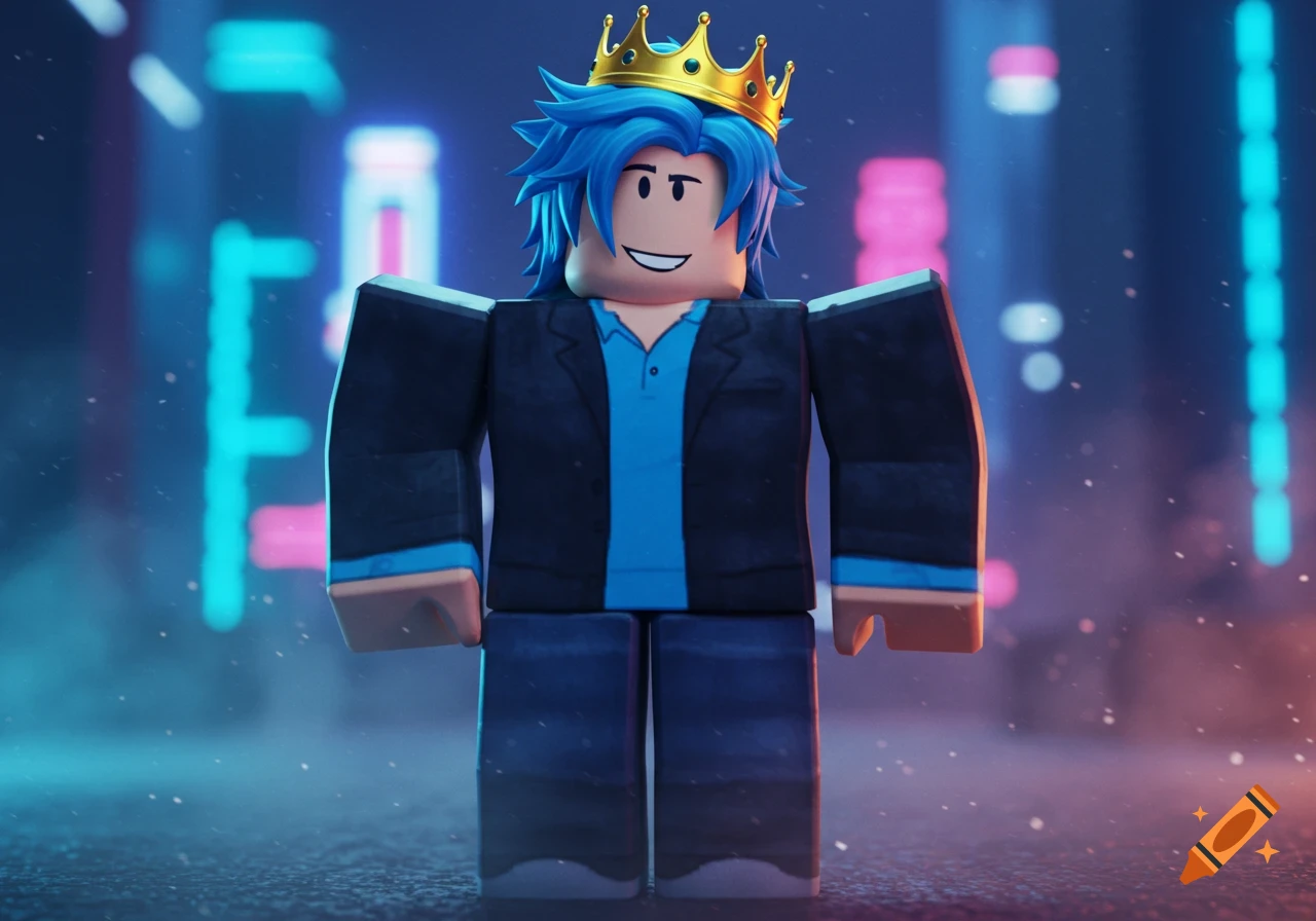 A Roblox character stands in a vibrant, blocky virtual world with green ...