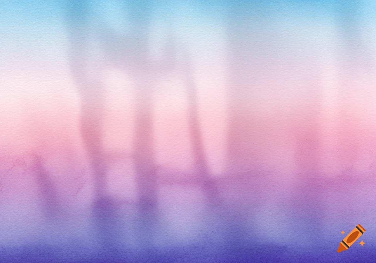 A watercolor gradient background transitions from light blue to pink to purple.