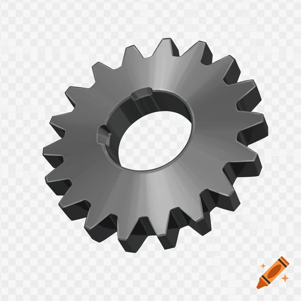 A grey metallic cog or gear with a keyway, rendered in 2D with shading, against a transparent background.