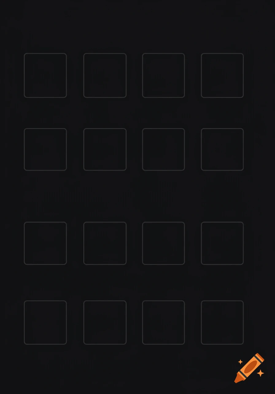 A 3x4 grid of empty, rounded square outlines on a black background.