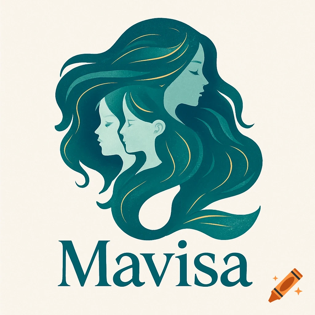 Stylized logo of a mermaid-like figure with flowing teal hair incorporating three female profiles (an adult and two younger girls), with 'Mavisa' text below.