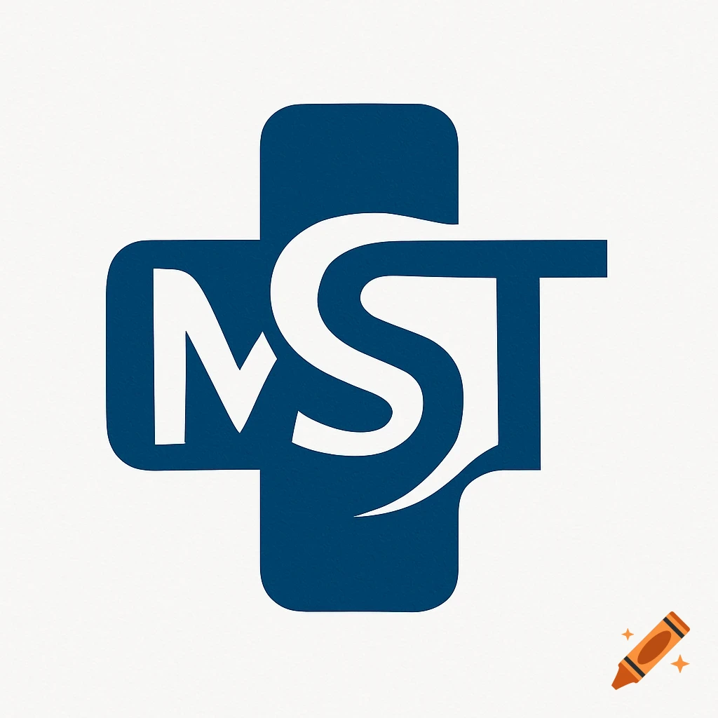 A modern blue and white medical logo with the letters MST integrated into a cross symbol.