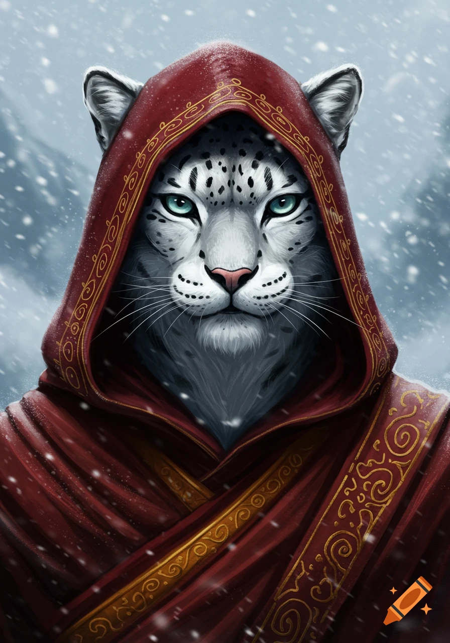 Humanoid Snow Leopard in the Style of Stellaris Art created