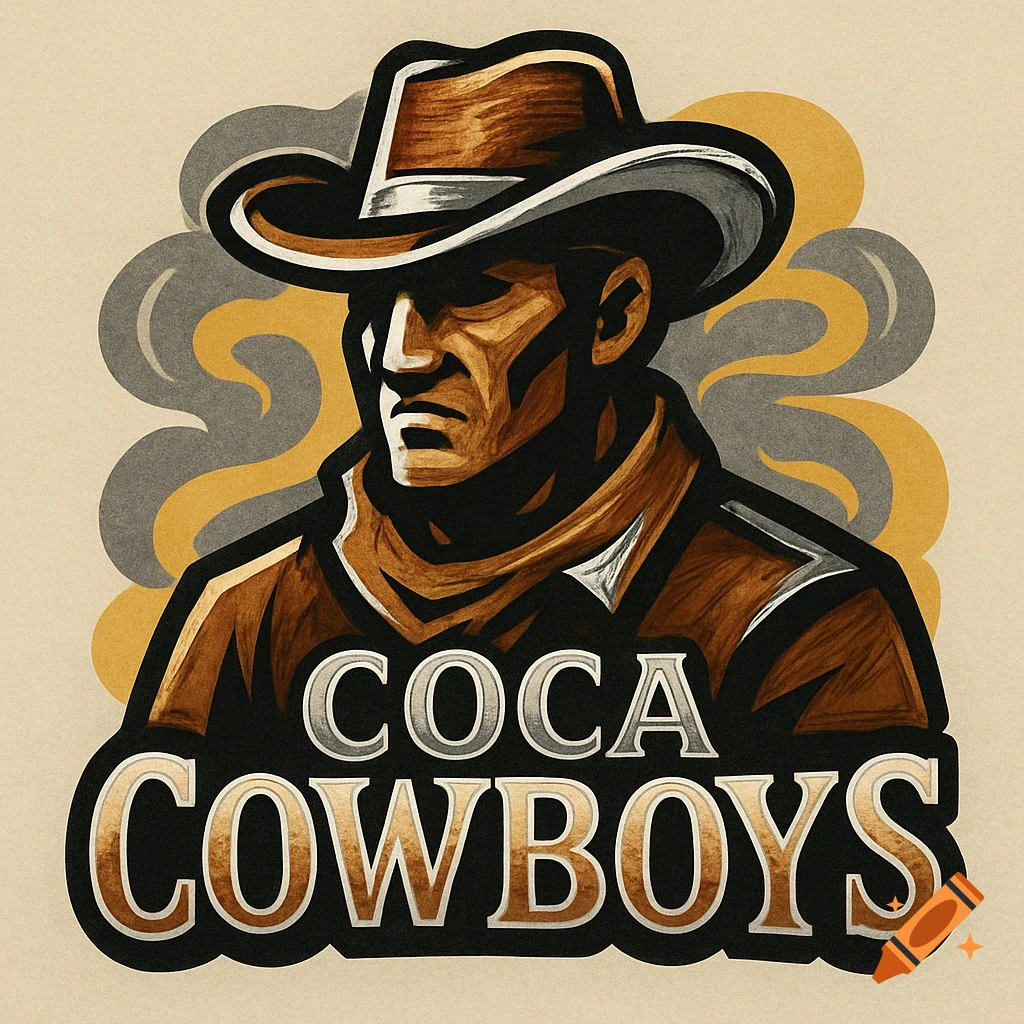 A stylized logo featuring a cowboy in a hat with 'COCA COWBOYS' text.