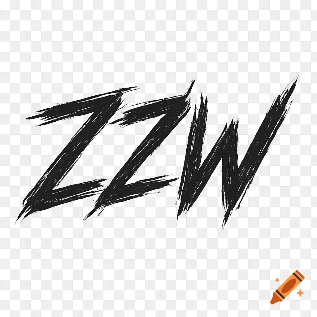 Black scratchy brushstroke logo spelling 'ZZW' on a transparent background.