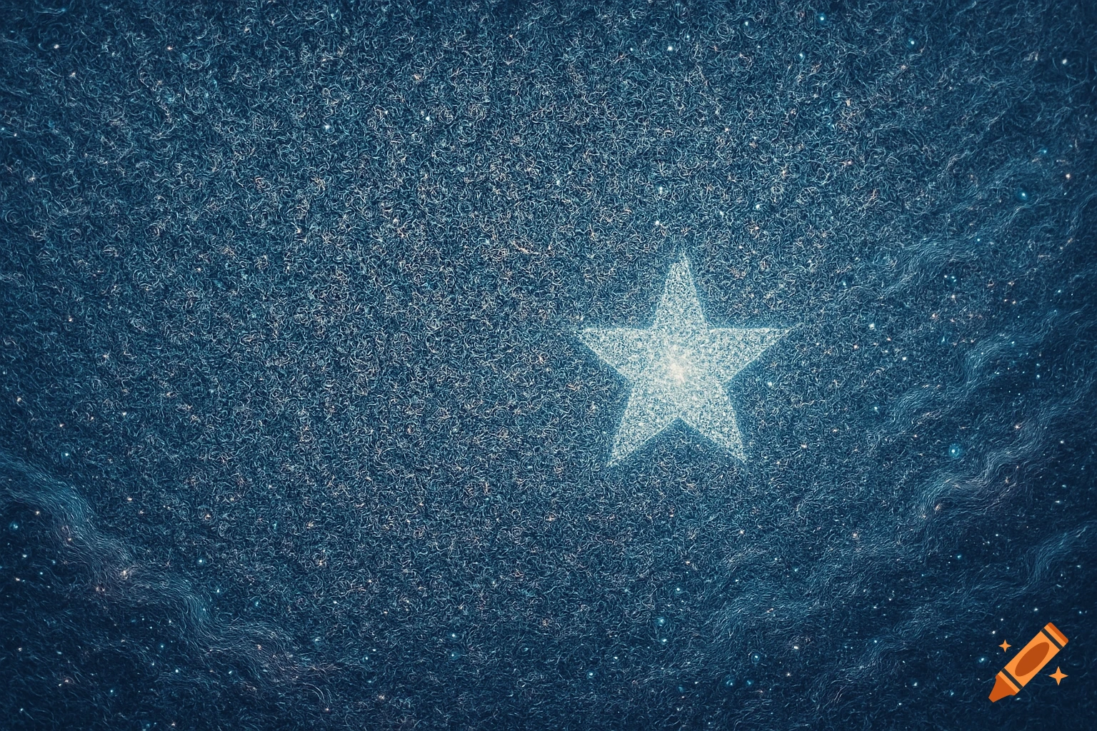 A bright, glowing star against a dark blue, heavily textured abstract background.