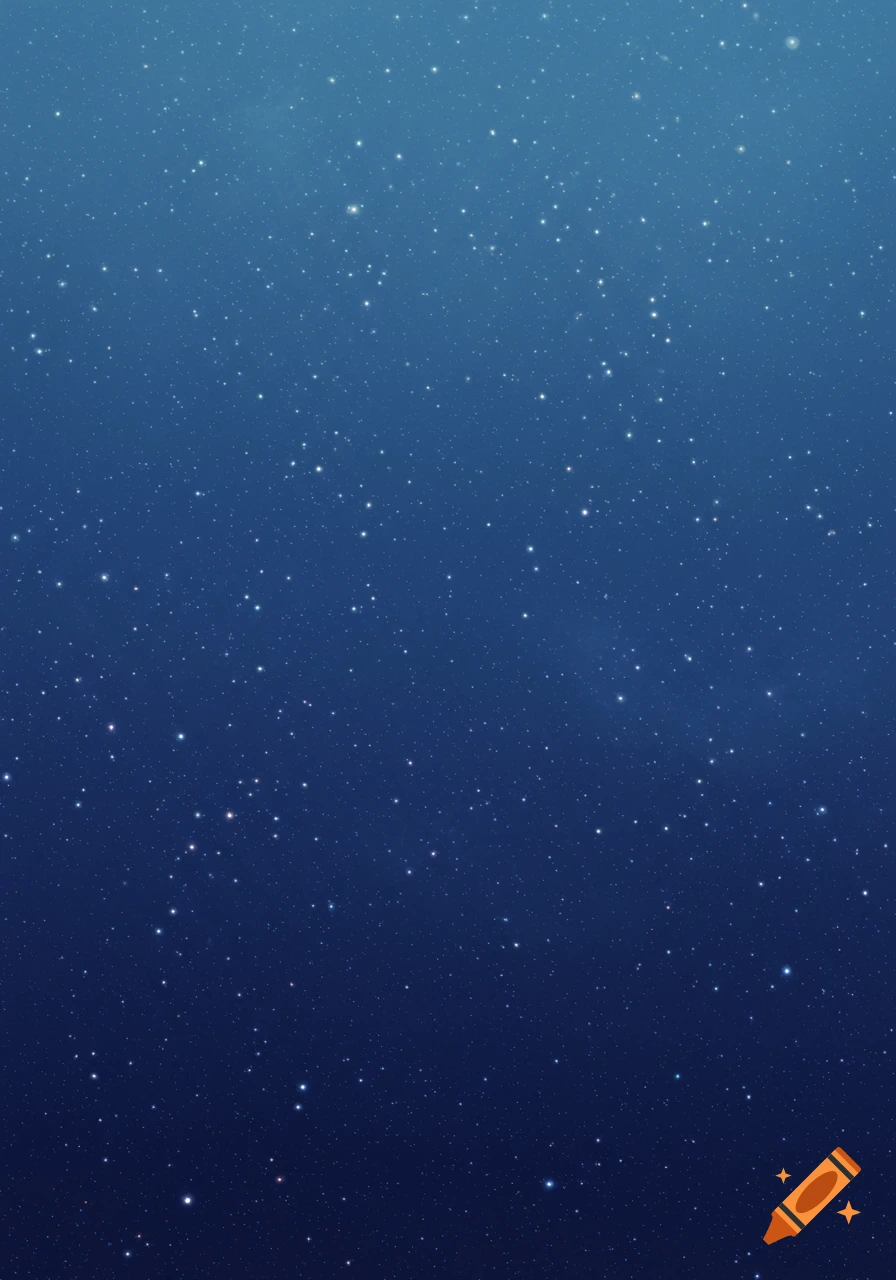 A dark blue starry night sky background with twinkling white stars.