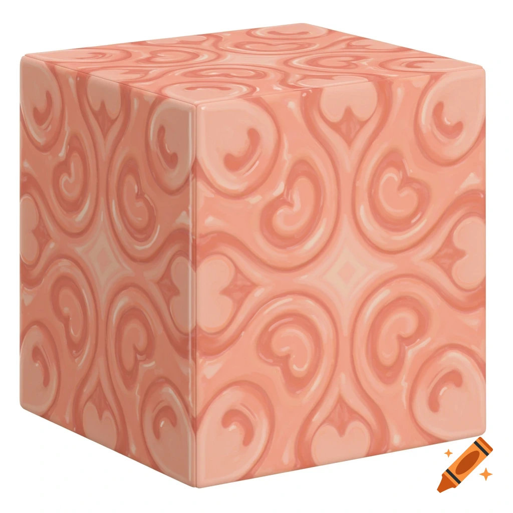 A cube textured with a rose-pink swirling pattern, resembling a Minecraft block.