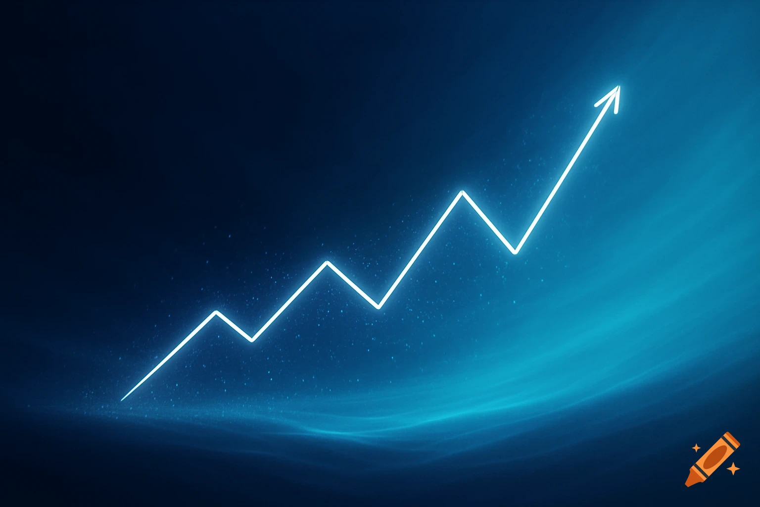 A glowing blue and white line graph depicting an upward trend on a dark blue background.