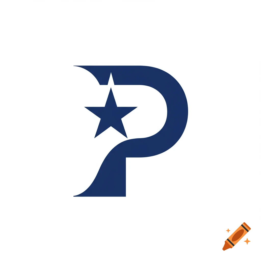 A dark blue stylized letter P logo with a five-pointed star in its negative space on a white background.
