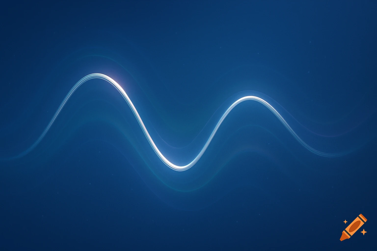 A glowing white sine wave on a dark blue background.