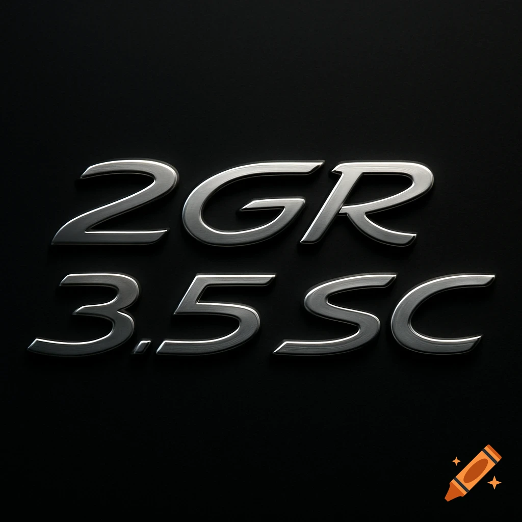 Metallic silver emblem with the text "2GR 3.5 SC" on a black background.
