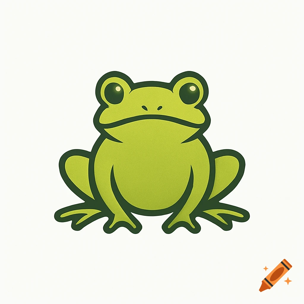 A simple green cartoon frog logo with a dark outline on a white background.