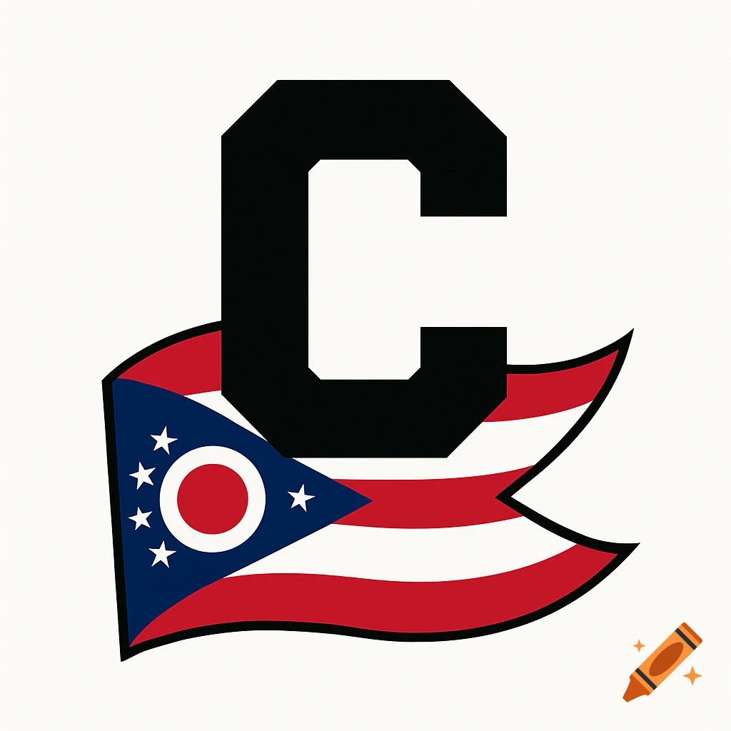 A black block letter C logo with the Ohio State Flag wrapped around its base on a white background.
