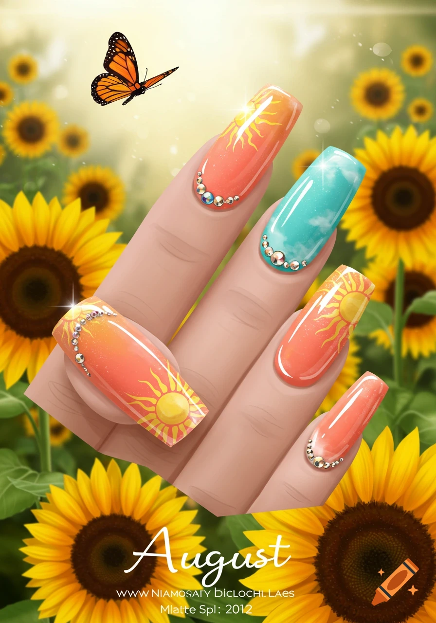 Cheerful Sunflower Nail Designs