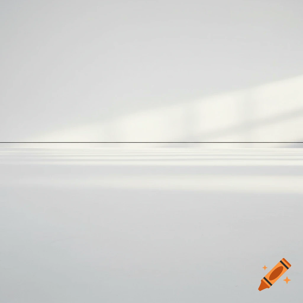A minimalist, clean white room with a single black horizontal line and long shadows cast by light.