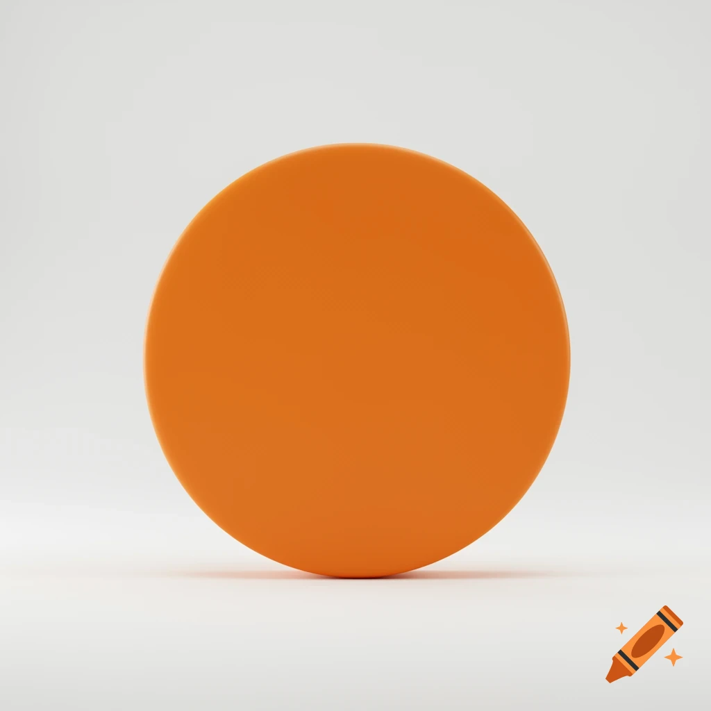 A bright orange circle stands vertically on a light gray background.