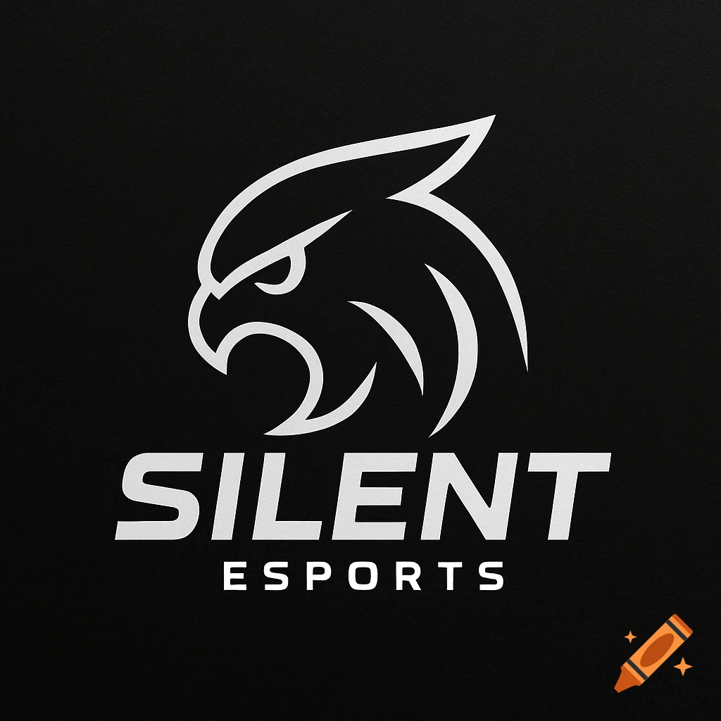 White stylized eagle head logo with 'SILENT ESPORTS' text on a black background.