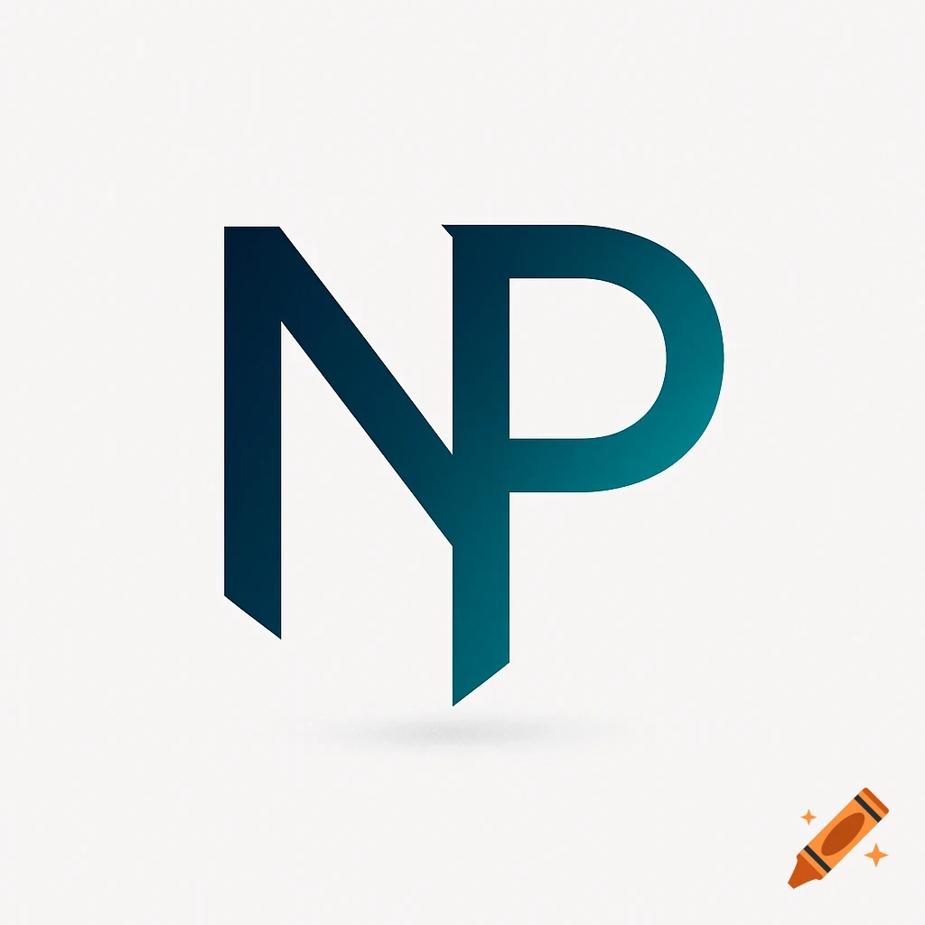 A stylized logo featuring the letters 'NP' in a blue-green gradient, casting a subtle shadow on a light background.