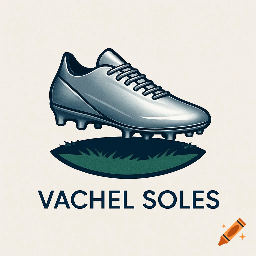 A stylized logo featuring a silver football boot above a patch of green grass, with the text 'VACHEL SOLES' below.