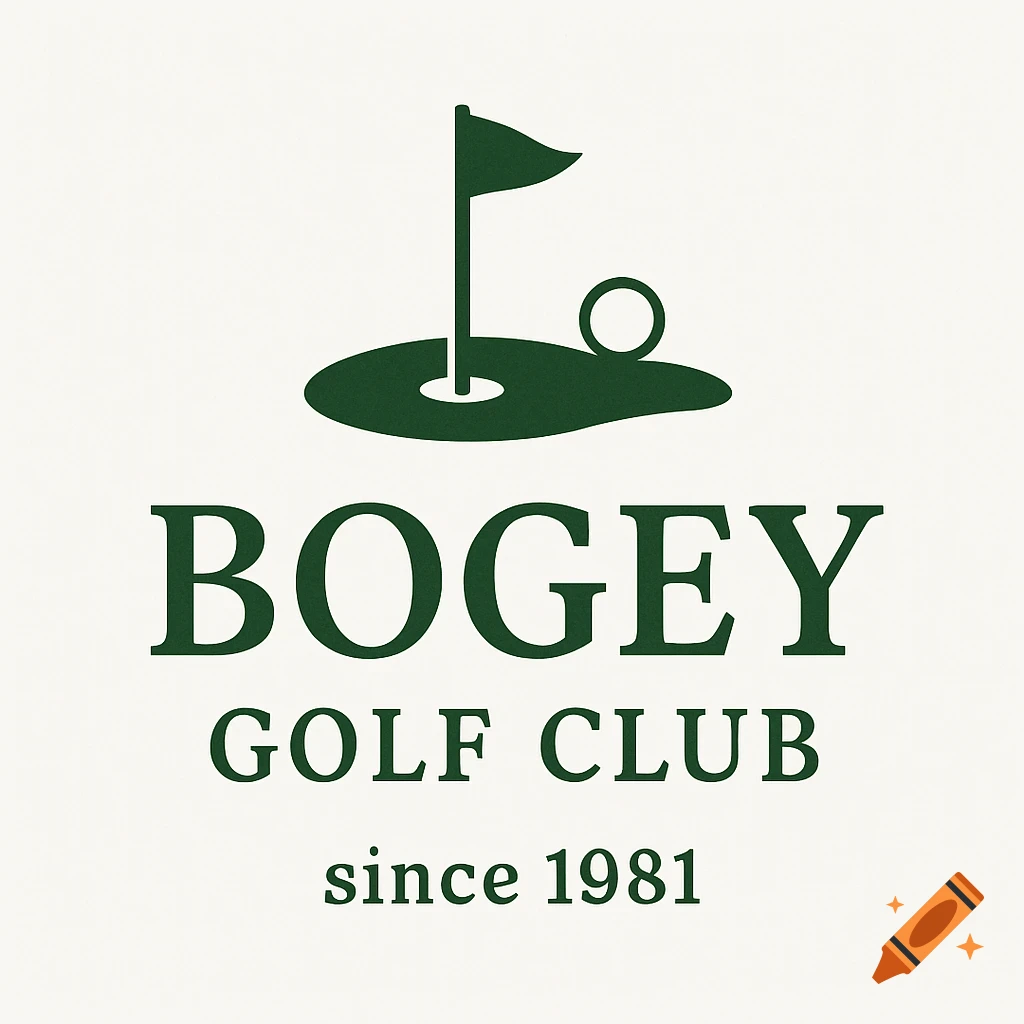 A green and cream logo for Bogey Golf Club, featuring a golf flag, hole, and ball, with text 'since 1981'.