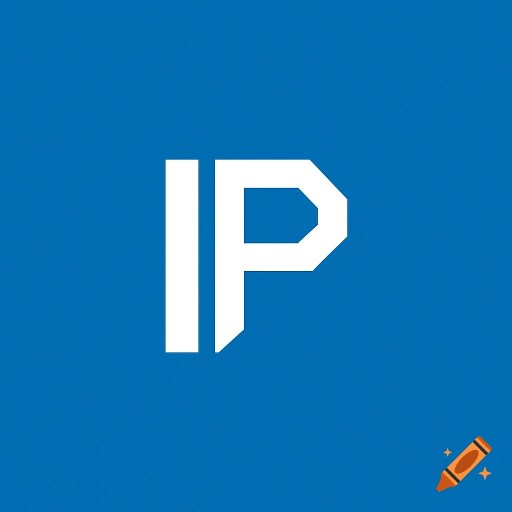 White letters 'IP' forming a modern logo on a solid blue background.