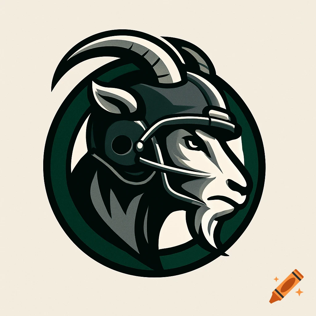 Stylized logo of a goat wearing a football helmet, set against a circular background.