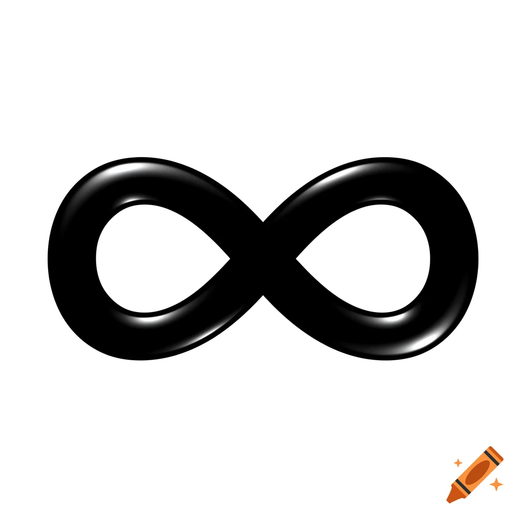 A glossy black infinity symbol on a white background.