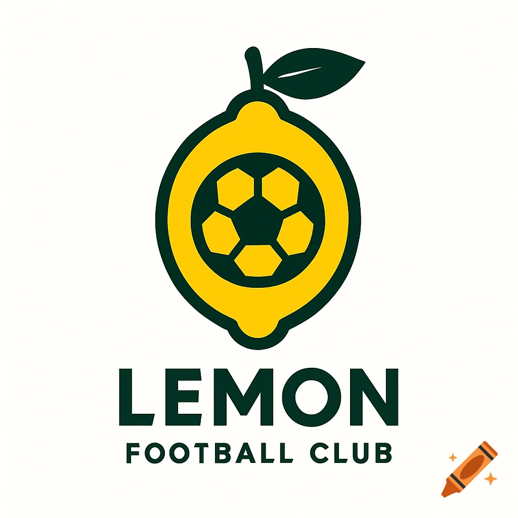A minimal logo featuring a yellow lemon with a dark green football design inside, above the words "LEMON FOOTBALL CLUB" in dark green.