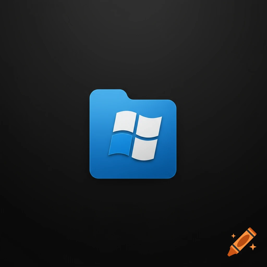 A blue folder icon with a white Windows flag logo on a black background, designed as a stream deck icon.