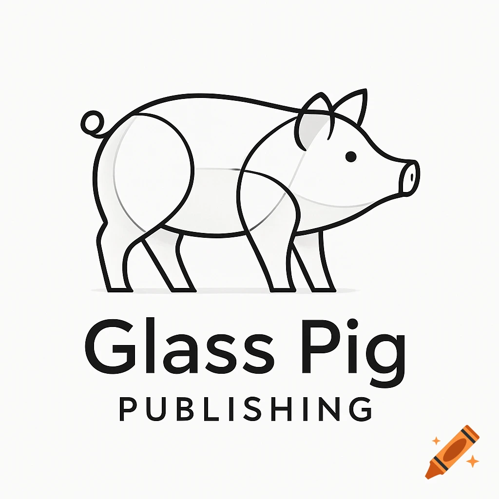 Minimalist black outline logo of a pig with the text "Glass Pig PUBLISHING" below it.