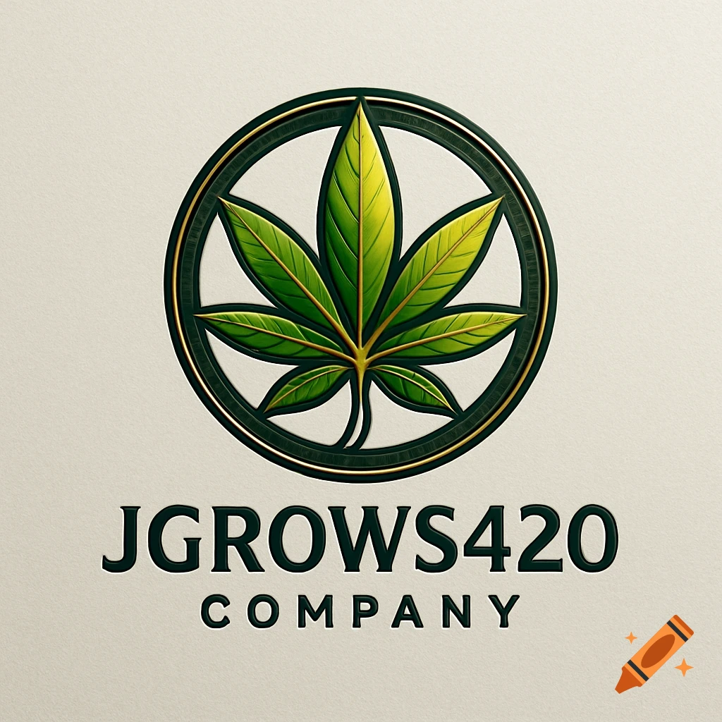 A green cannabis leaf logo within a dark circular border, with 'JGROWS420 COMPANY' text beneath.