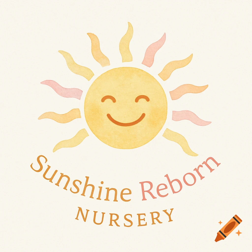 A watercolor logo of a smiling sun above text that reads 'Sunshine Reborn Nursery'.