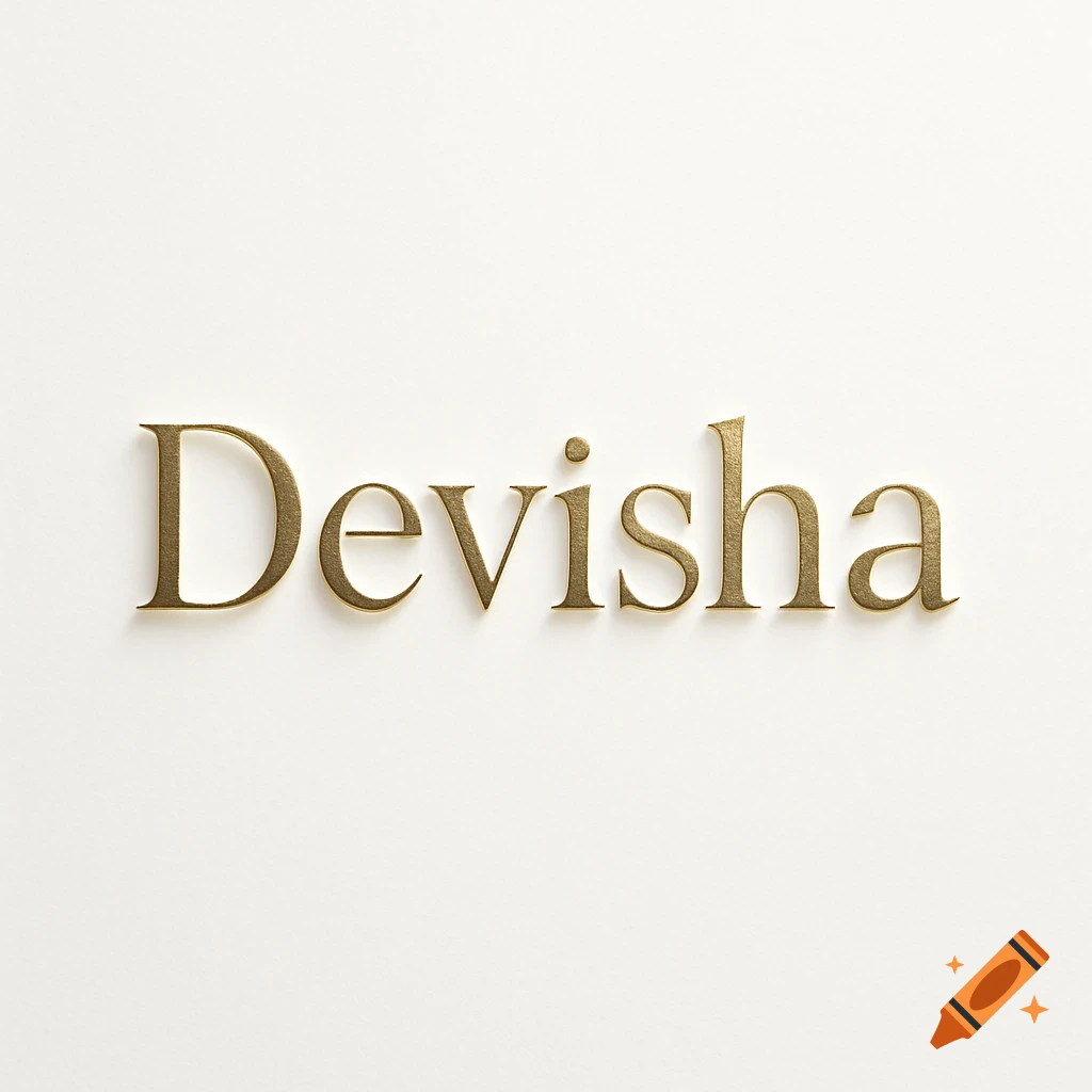 The word 'Devisha' in a golden 3D serif font on a white background.